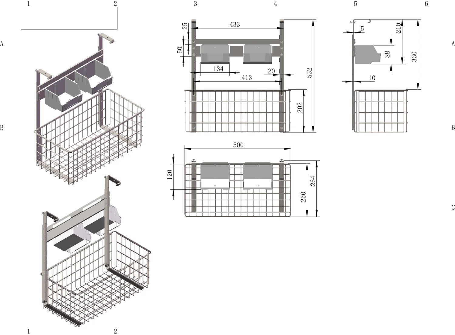 Fleximounts® Shelf Mounted Large Basket Set