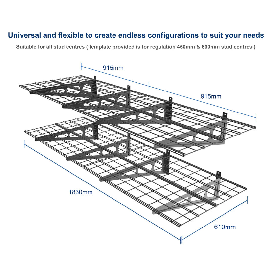 Fleximounts® Wall Shelving Extra Deep - 3660mm Length